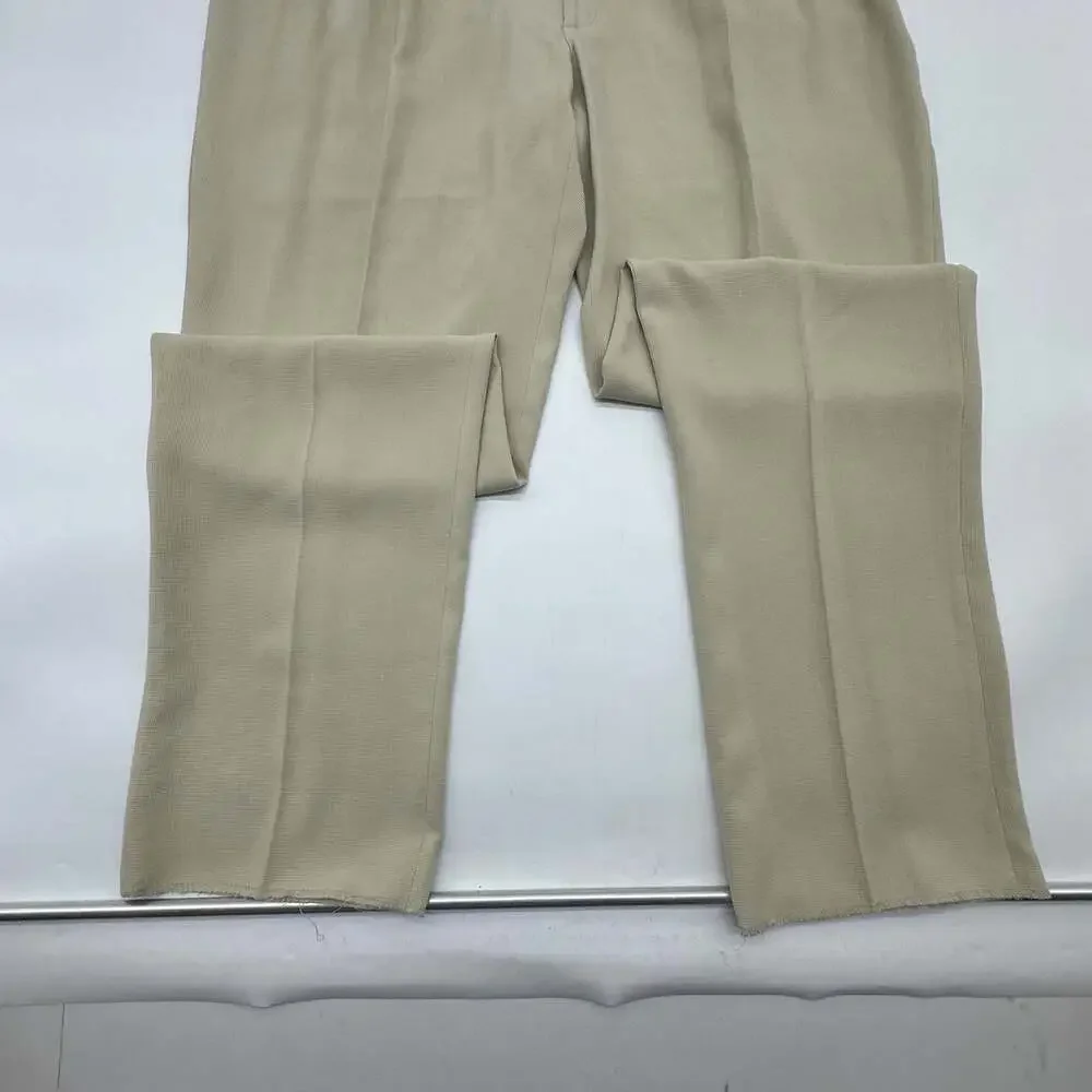 Coconut Grove Mens Size 42 Unfinished Hem Beige 100% Silk Pleated Suit Pants NWT